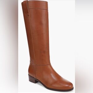 Veronica Beard Leather Boots 9 Wide Calf Caramel